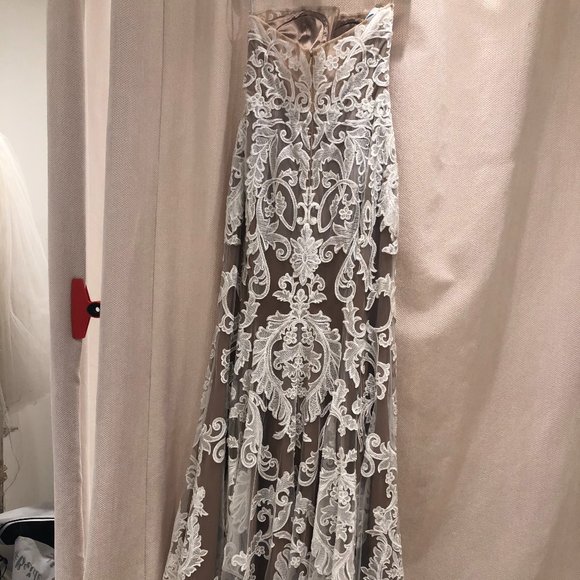 Ivory/sunkiss, off-the-shoulder, lace - Picture 3 of 5